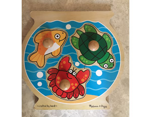 TD0199 Wooden Fish Peg Bowl Puzzle